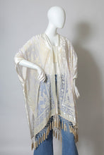 Load image into Gallery viewer, Velvet Fringe Kimono (ivory)