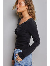 Load image into Gallery viewer, Honey Creek Henley (BLACK)
