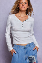 Load image into Gallery viewer, Honey Creek Henley (white)