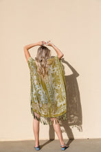 Load image into Gallery viewer, Velvet Fringe Kimono (Chartreuse)