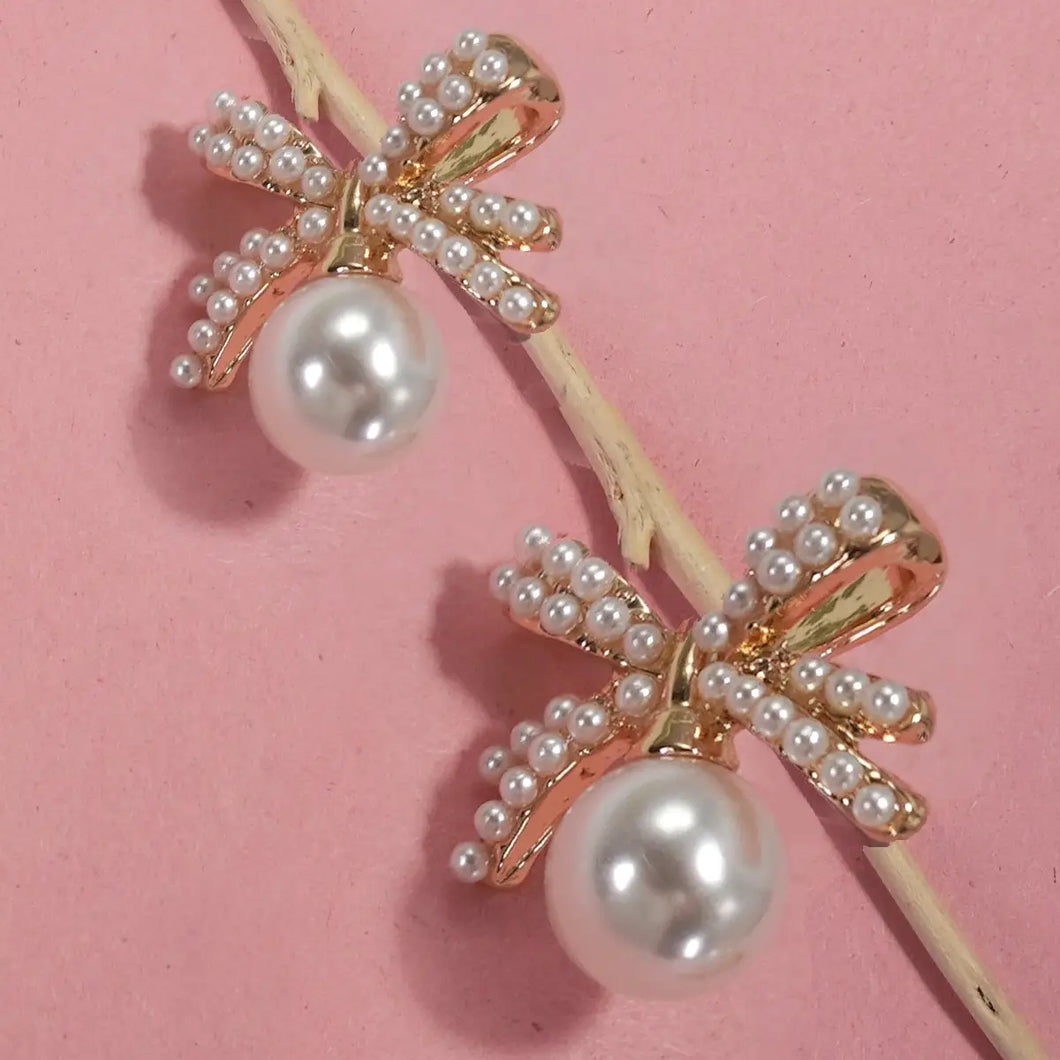 Pearl Bow Earrings