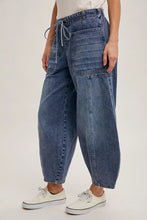 Load image into Gallery viewer, Denim Mid-Waist Barrel Jeans (DARK)
