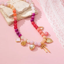 Load image into Gallery viewer, Beaded Bow Heart Flower Charm
