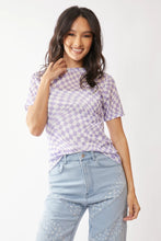 Load image into Gallery viewer, Checker Board Short Sleeve Mesh Top
