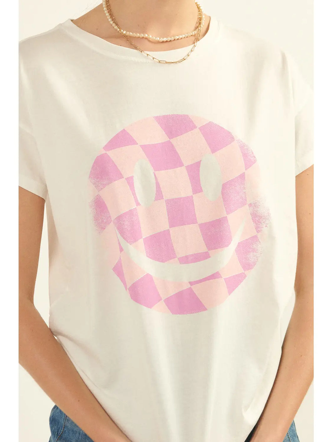Smiley Face Checkered Tee