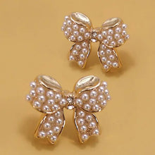 Load image into Gallery viewer, Pearl Bow Earrings
